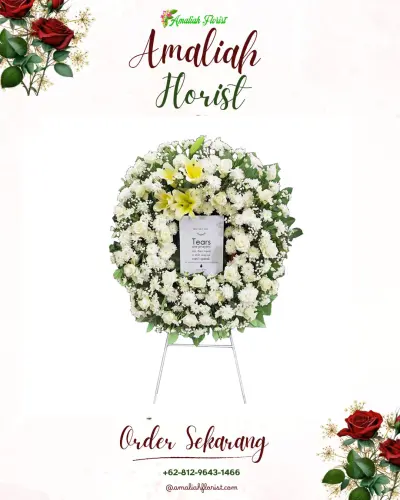 Krans Bunga Duka Cita di Jalan Arifin Ahmad